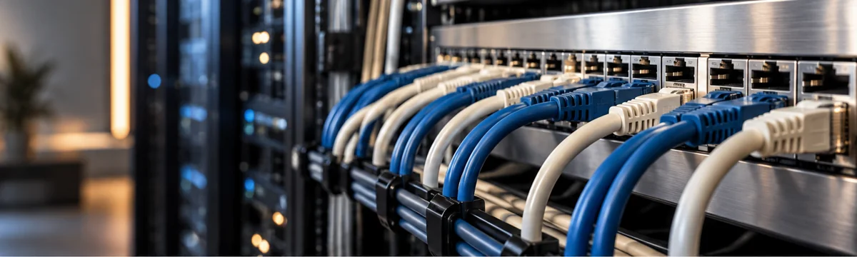 Network switch and connected ethernet cables